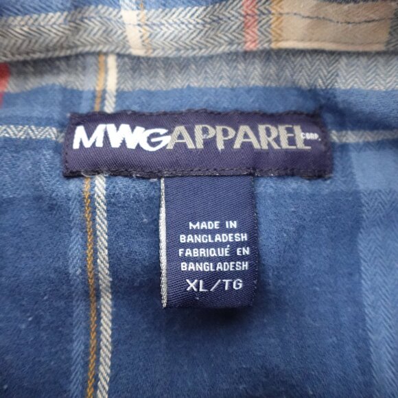 MWG Apparel Pearl Snap Western Plaid Shirt Men's XL Collared Casual Workwear - Picture 3 of 10